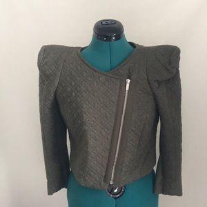 Army green crop blazer